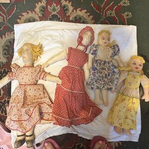 Vintage Handmade Rag Dolls Set